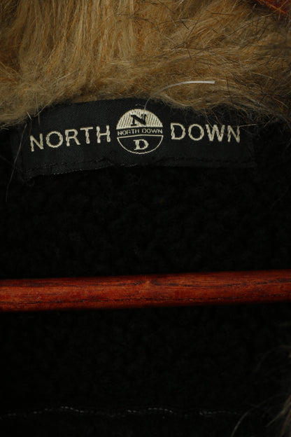 North Down Women M Jacket Faux Suede Black Cropped Faux Fur Collar Elegant Top