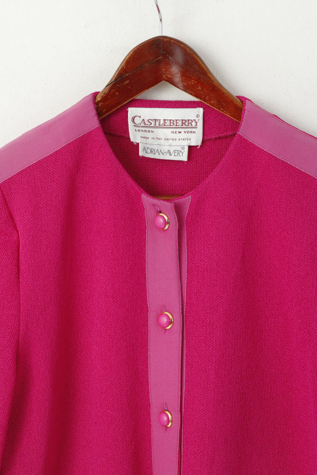Castleberry Adrian Avery Femmes 8 S Cardigan Fuchsia Vintage Pull Classique