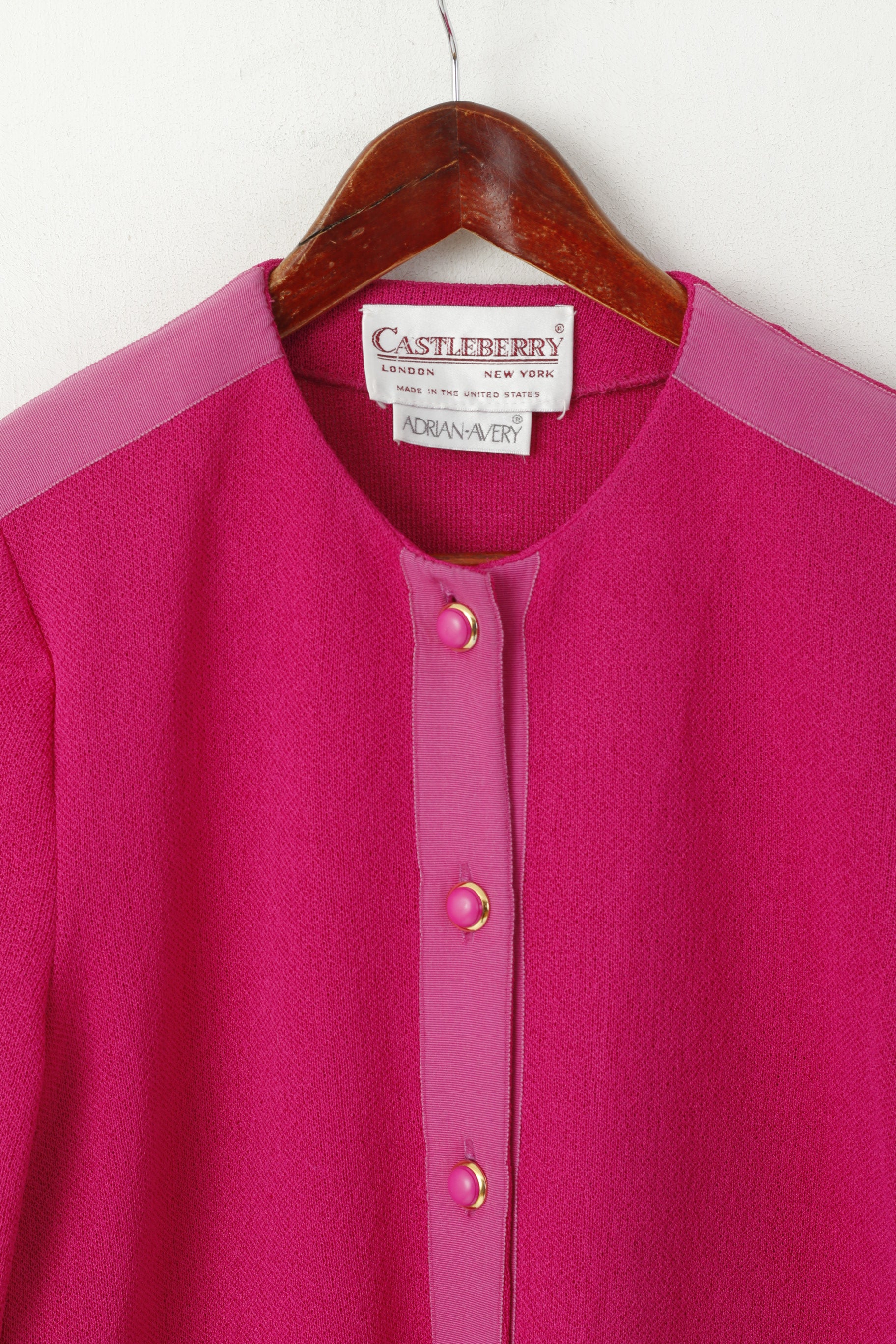Castleberry Adrian Avery Women 8 S Cardigan Fuchsia Vintage Classic Sweater