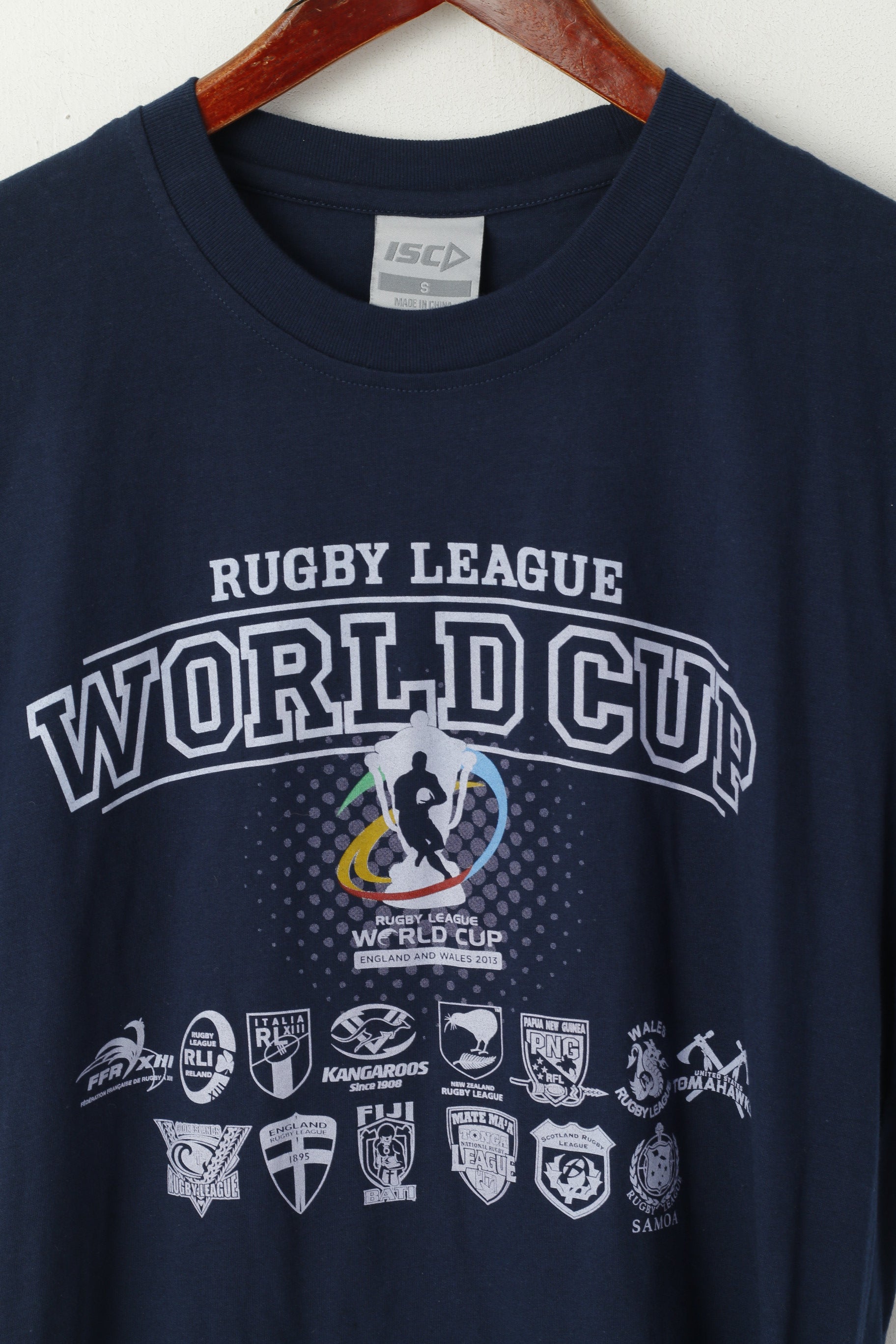 Nouveau Chemise homme ISC bleu Rugby League coupe du monde angleterre et pays de Galles 2013
