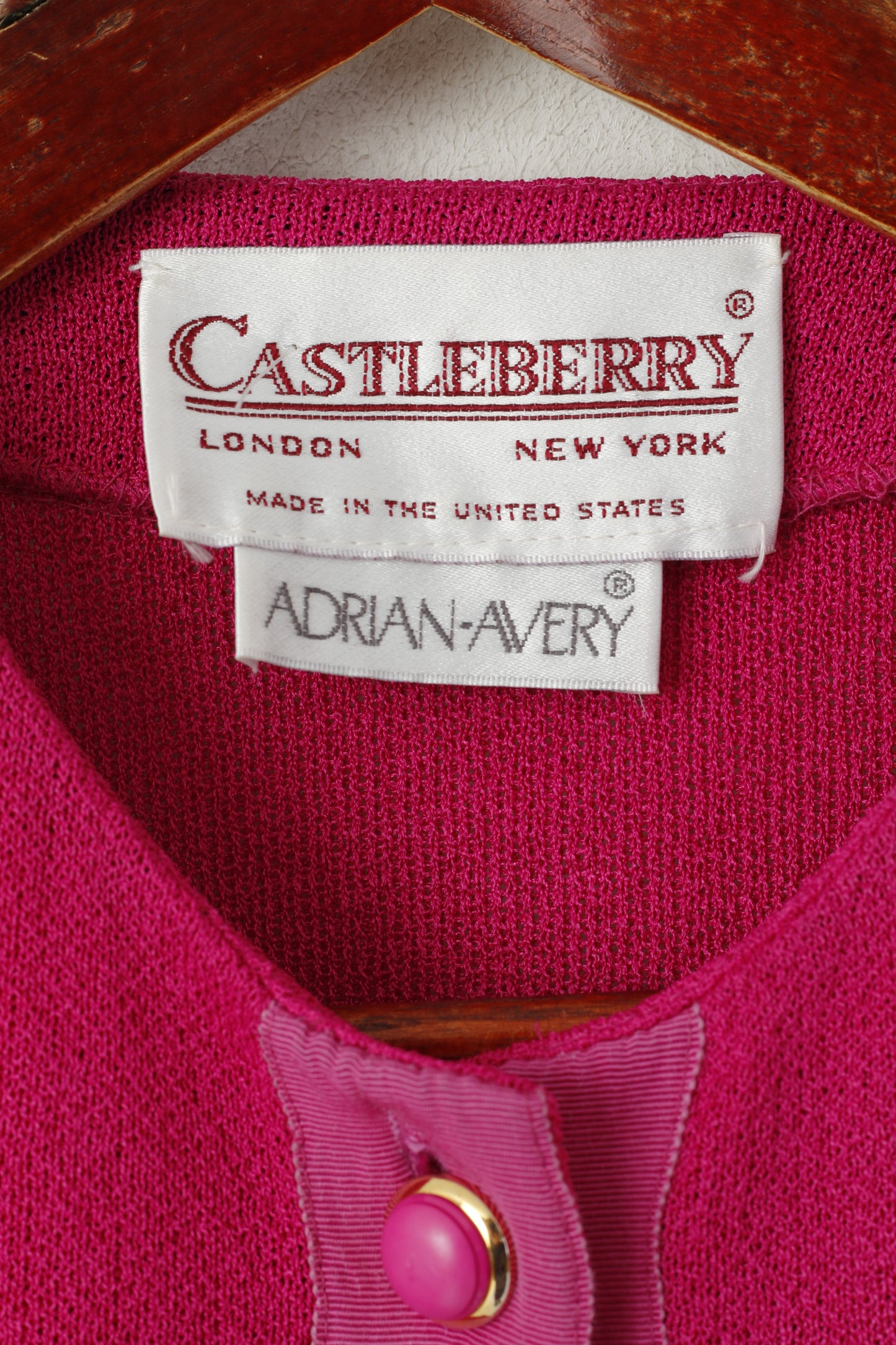 Castleberry Adrian Avery Femmes 8 S Cardigan Fuchsia Vintage Pull Classique