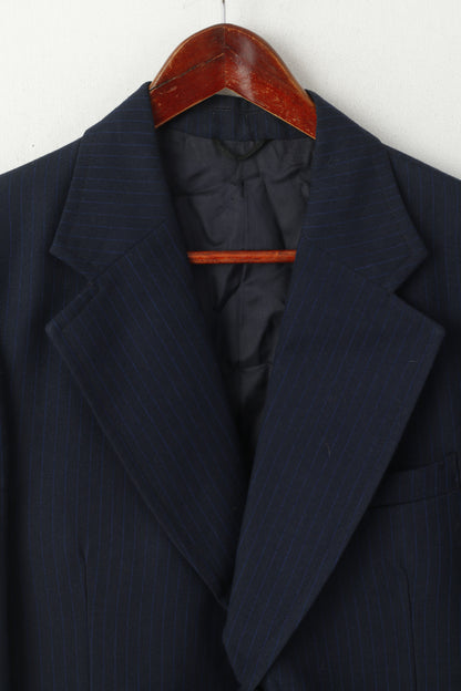 Hardy Amies Design Hepworths Uomo 38 Blazer Giacca monopetto in lana a righe blu scuro