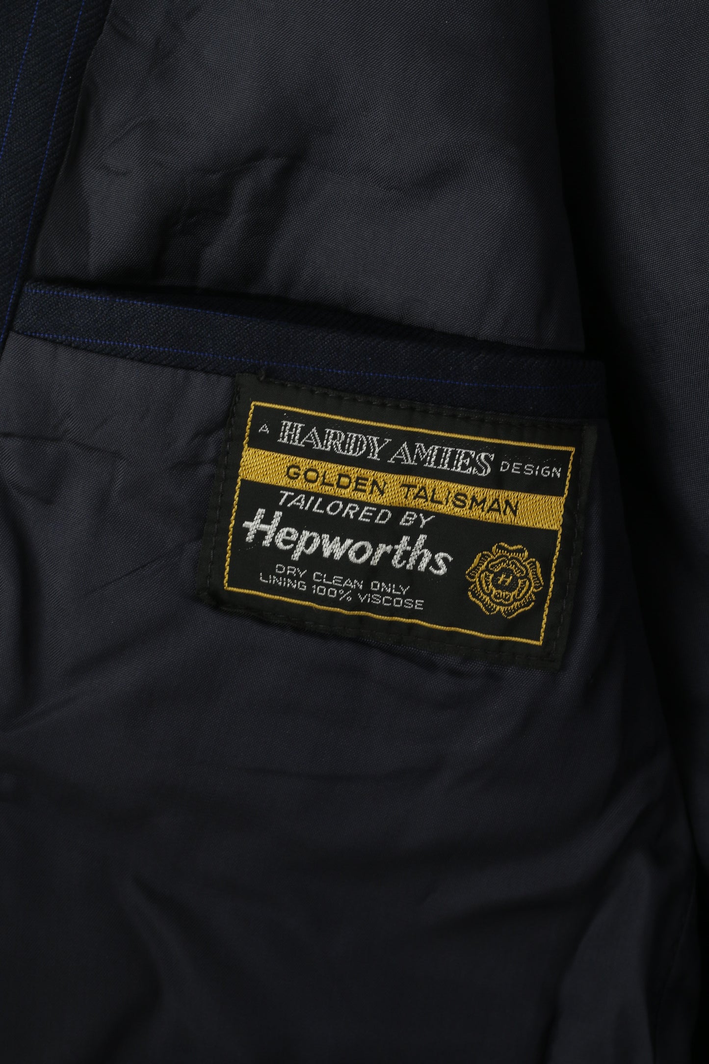 Hardy Amies Design Hepworths Uomo 38 Blazer Giacca monopetto in lana a righe blu scuro