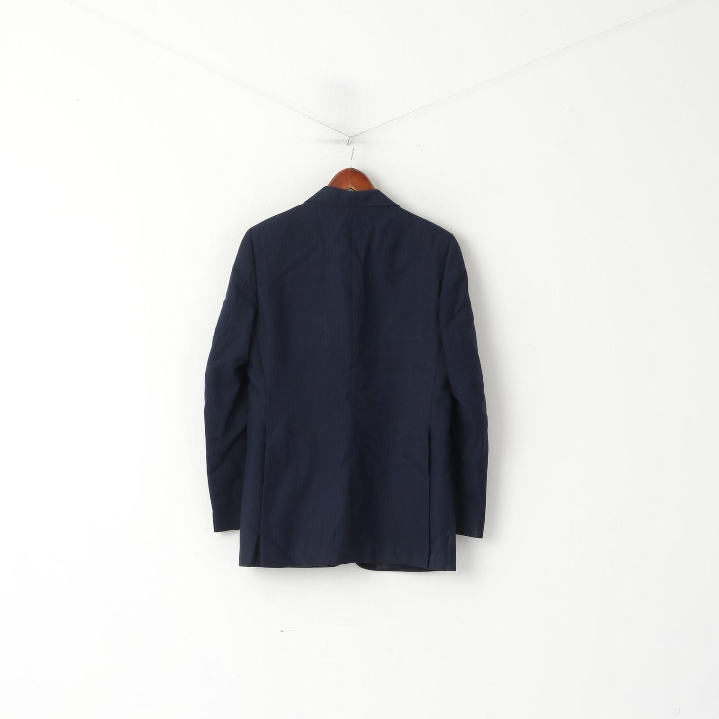 Hardy Amies Design Hepworths Men 38 Blazer Navy Striped Wool Single Breasted Jacket