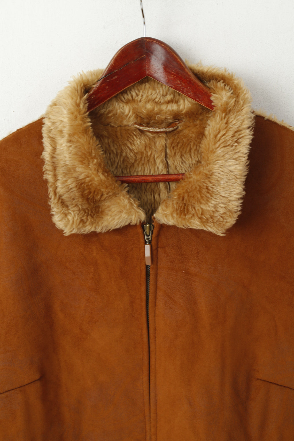 Gelco Femmes 18 XL Veste Imitation Daim Camel Estampage Fermeture Éclair Complète Boho Haut
