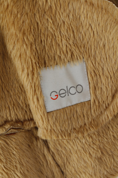 Gelco Women 18 XL Jacket Imitation Suede Camel Stamping Full Zipper Boho Top