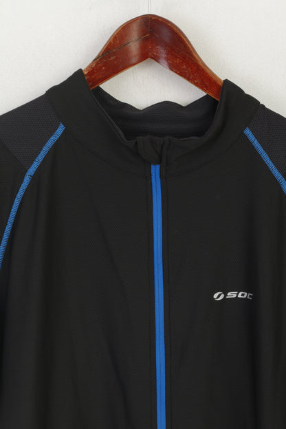 SOC Men XL Cycling Shirt Black Full Zip Stretch Bike Jersey Sportswear Top