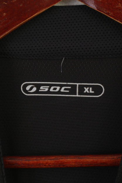 Maglia da ciclismo SOC da uomo XL Maglia da ciclismo elasticizzata con zip intera nera Top sportivo