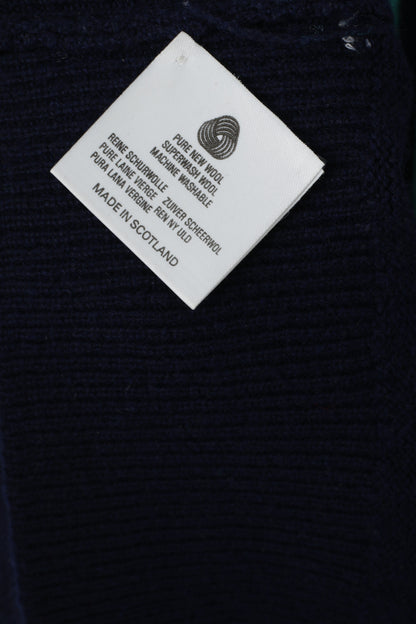 Maglione Pringle Sports da uomo, maglione retrò in lana vergine scozzese a righe blu scuro