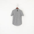 Pretty Green Men S Casual Shirt Black White Check Cotton Pocket Short Sleeve Top