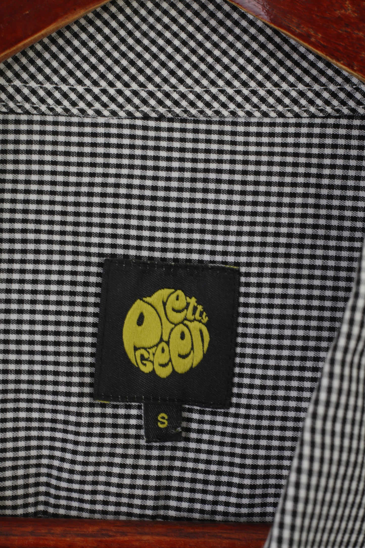 Pretty Green Men S Casual Shirt Black White Check Cotton Pocket Short Sleeve Top