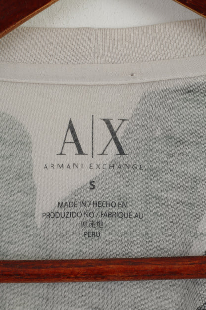 Armani Exchange T-shirt da uomo S Top in cotone sottile con stampa mimetica verde da donna