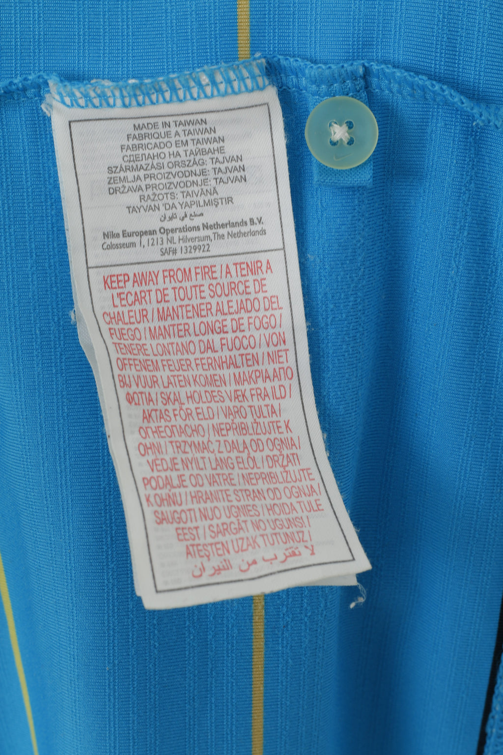 Nike Golf Men L Polo Shirt Turquoise Striped Sport Stretch Activewear Top