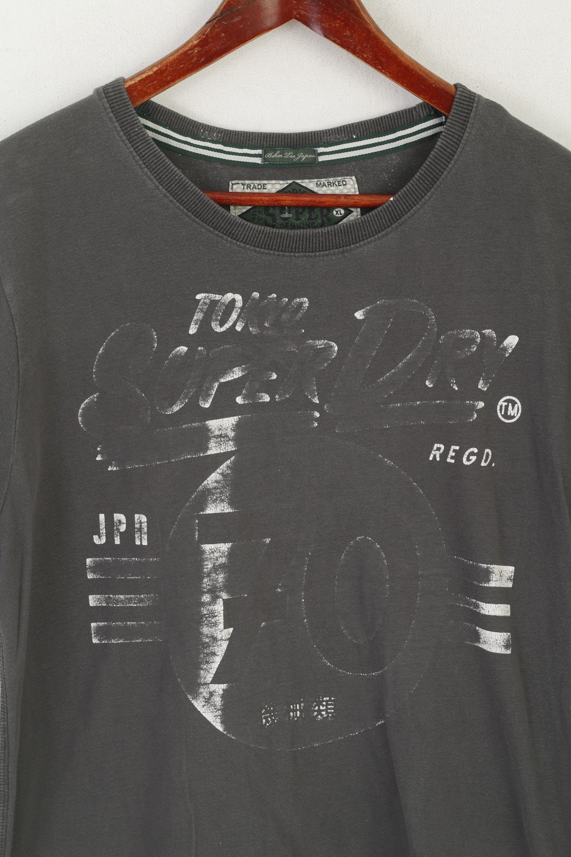 Superdry Homme XL Chemise Vert Faded Cotton Motorcycle Goods Vintage Top