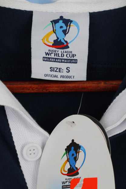 Nuova polo da uomo della Coppa del mondo di rugby ISC blu Inghilterra e Galles 2013
