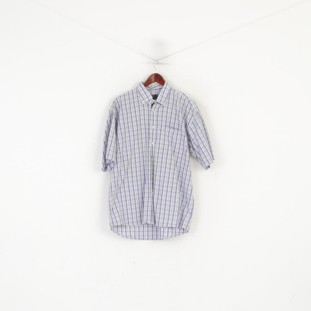 Camicia casual XL da uomo Redgreen Parte superiore con bottoni dettagliati in cotone a quadri viola