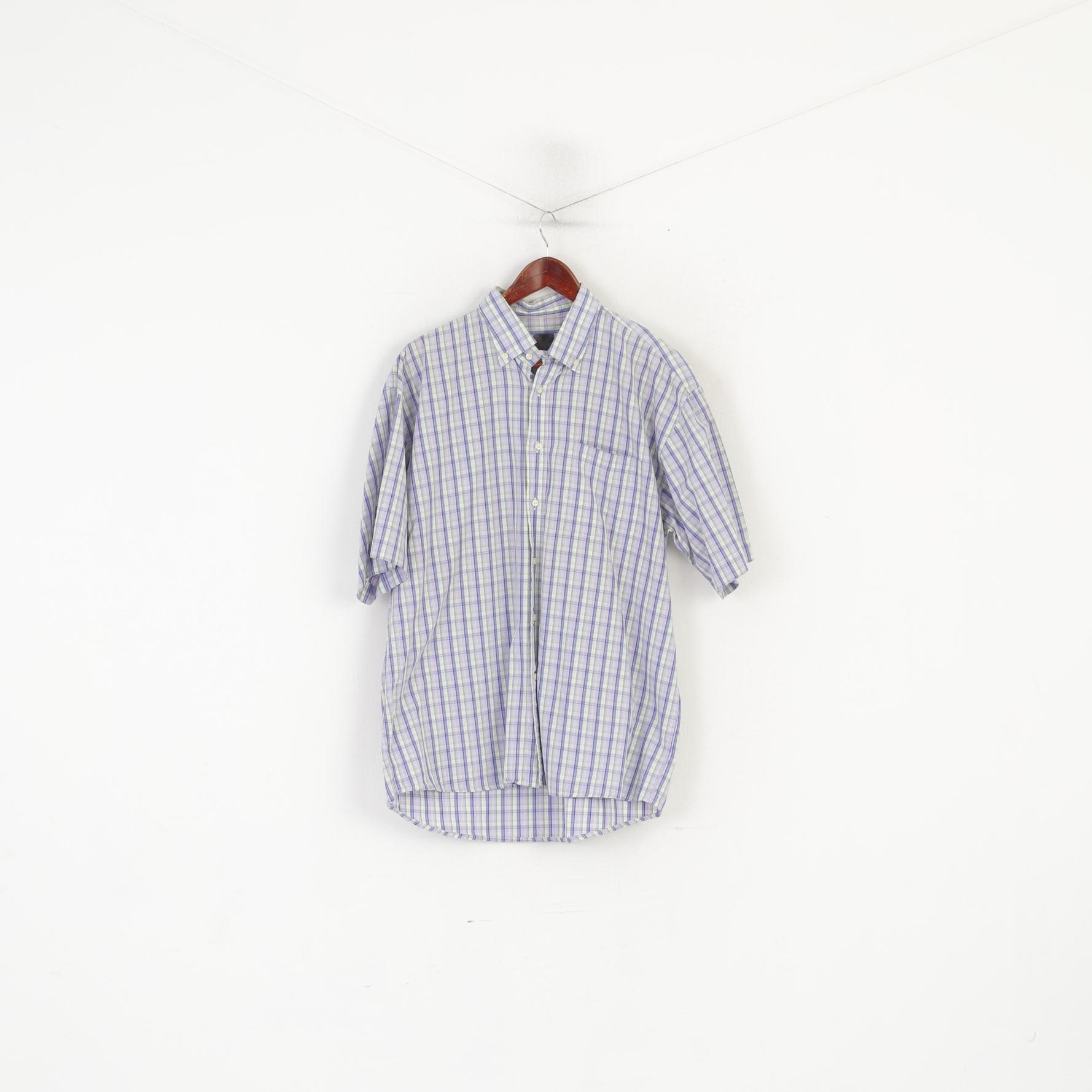 Camicia casual XL da uomo Redgreen Parte superiore con bottoni dettagliati in cotone a quadri viola