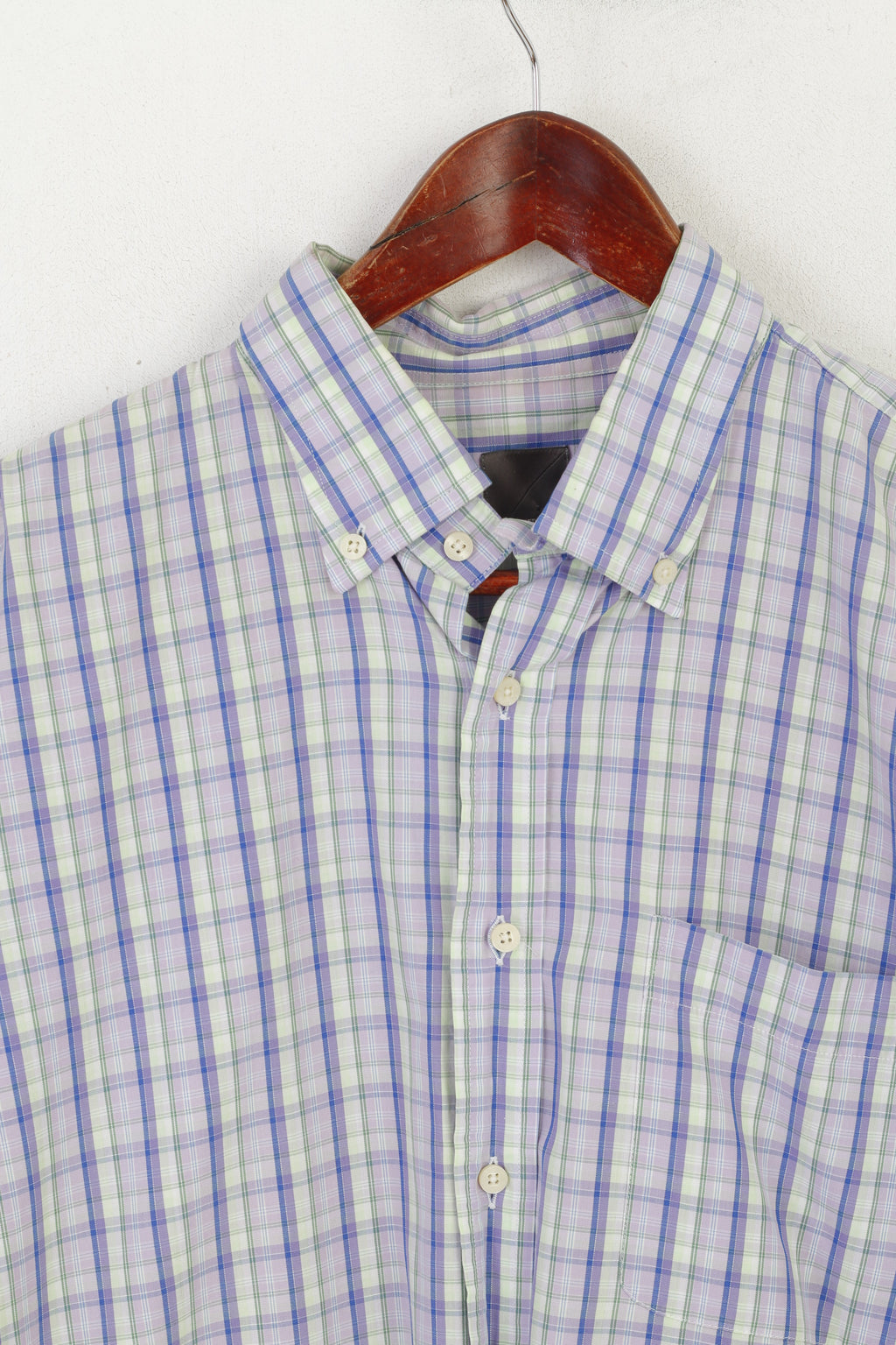Camicia casual XL da uomo Redgreen Parte superiore con bottoni dettagliati in cotone a quadri viola