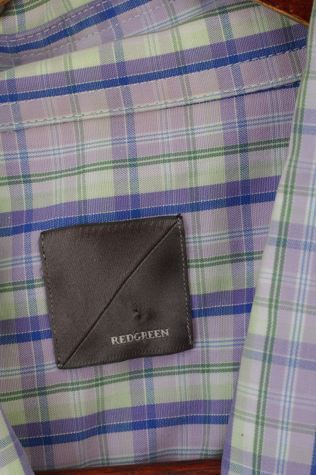 Camicia casual XL da uomo Redgreen Parte superiore con bottoni dettagliati in cotone a quadri viola