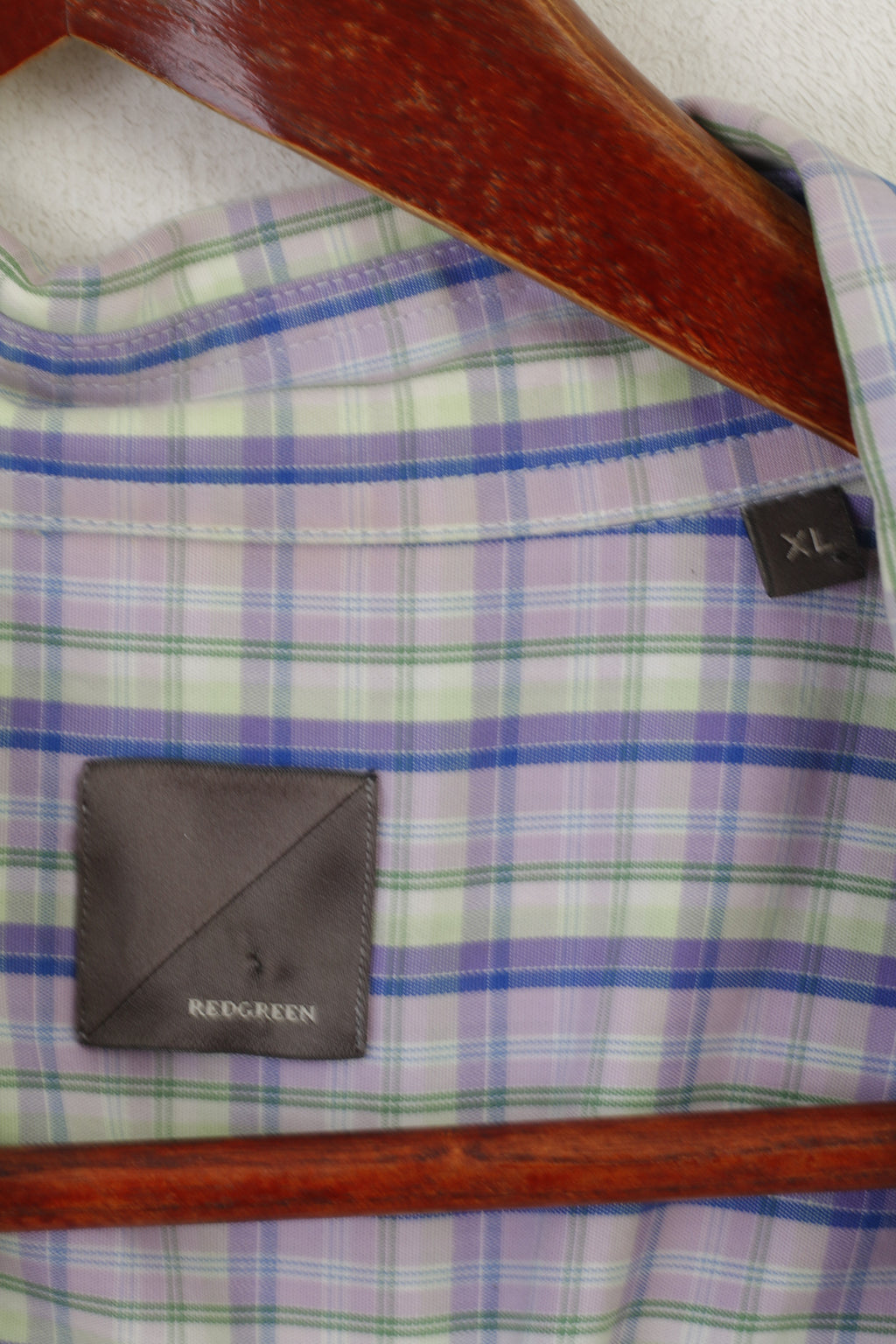 Camicia casual XL da uomo Redgreen Parte superiore con bottoni dettagliati in cotone a quadri viola