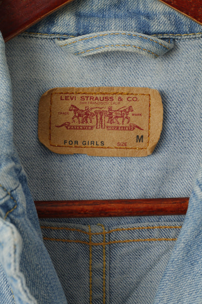 Levi's For Girls Women M Denim Jacket Blue Cotton Fit Single Breasted Blazer Top