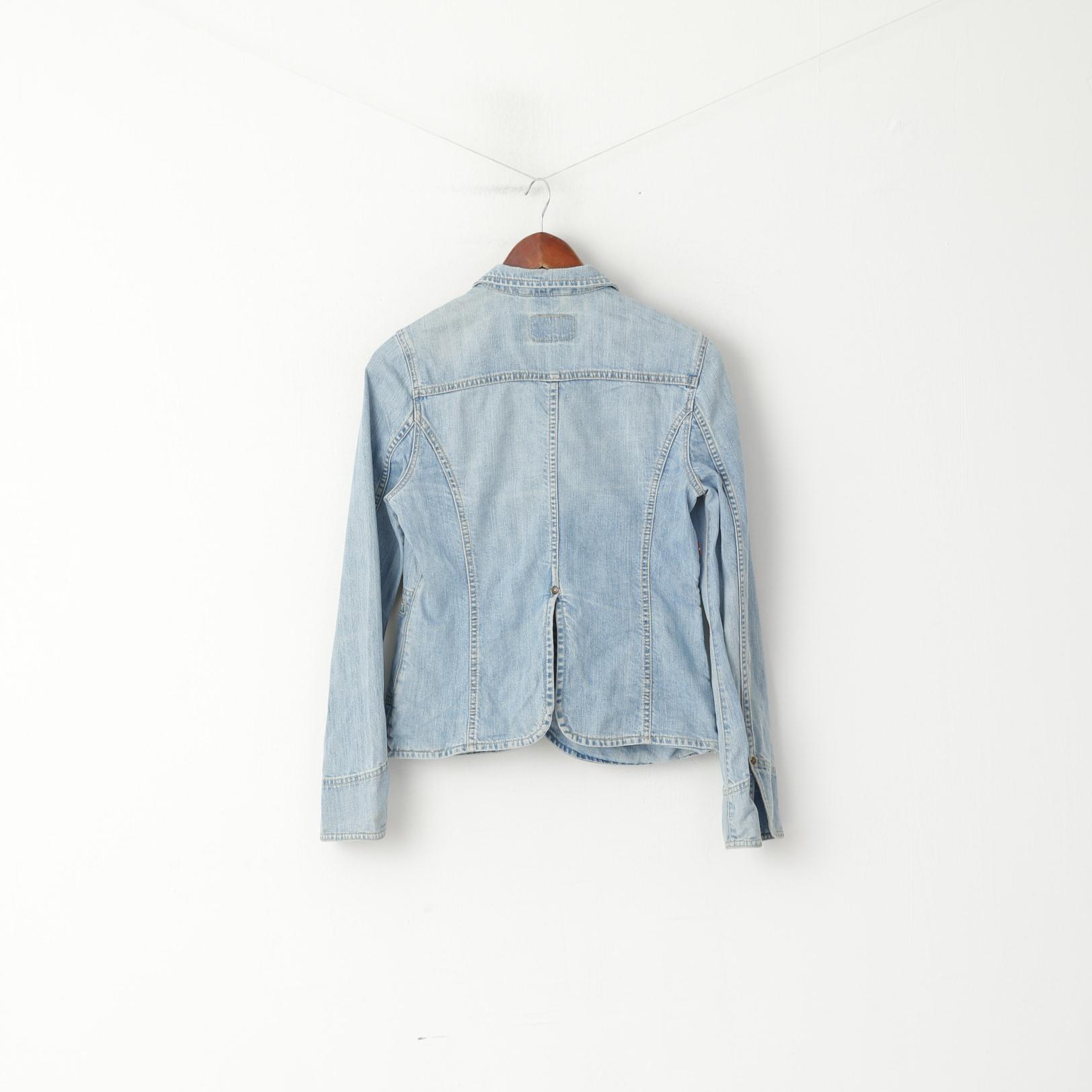 Levi's For Girls Women M Denim Jacket Blue Cotton Fit Single Breasted Blazer Top