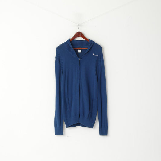 Cardigan con zip da uomo Nike L in misto cotone misto lana blu scuro, maglione lungo