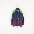 Speed Way Men XL Jacket Navy Nylon Waterproof Lightweight  Hidden Hood Vintage Top