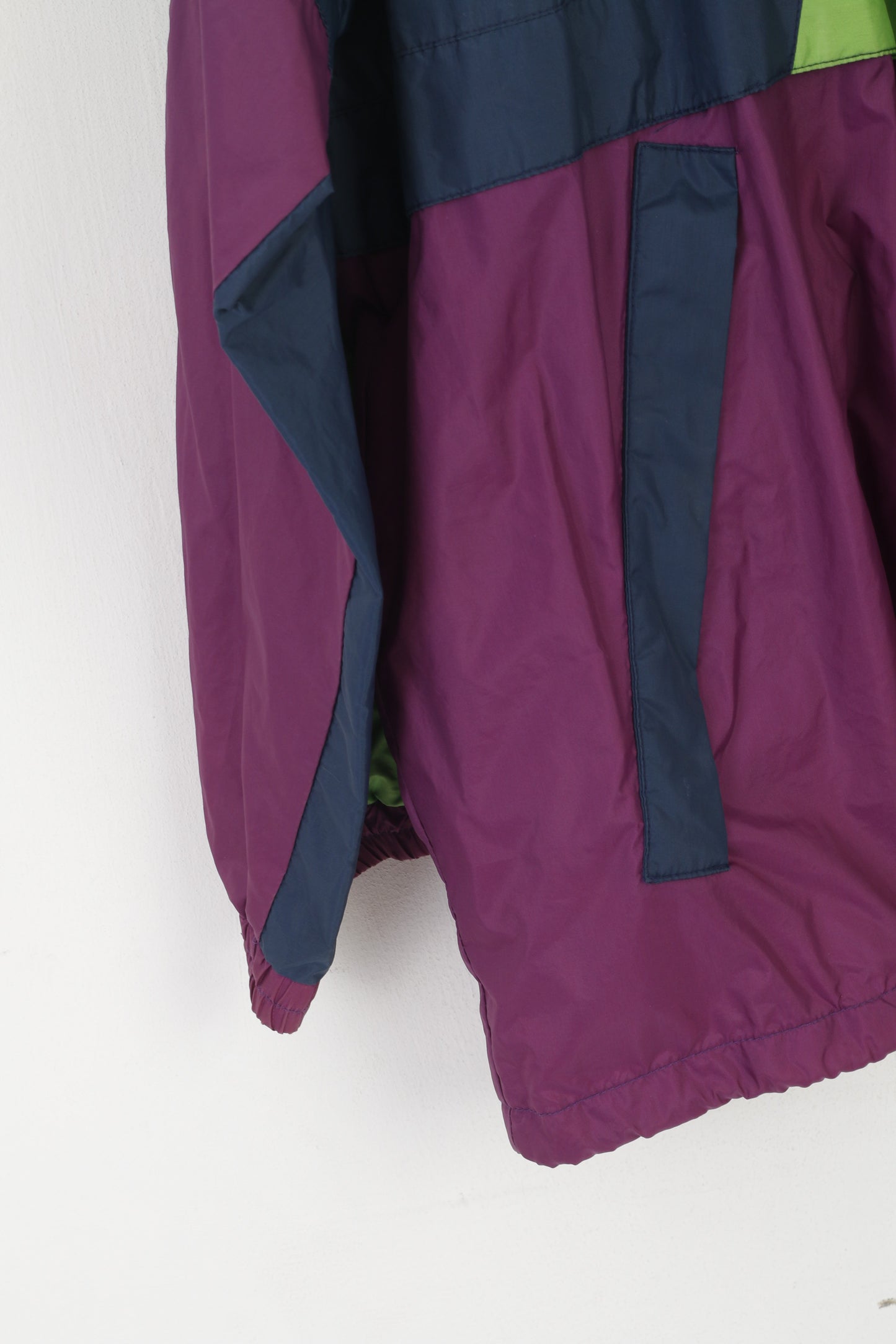 Speed ​​Way Hommes XL Veste Marine Nylon Imperméable Légère Capuche Cachée Haut Vintage