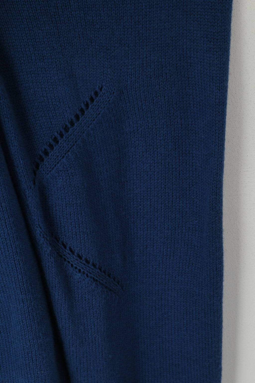 Nike Men L Sweater Navy Long Stretch Cotton Wool Blend Zip Up Cardigan