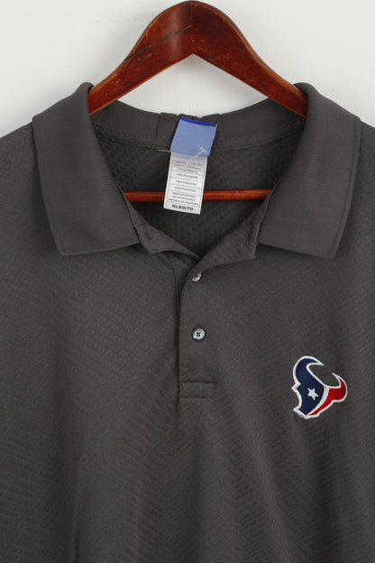 Reebok NFL Men XL Polo Shirt Grey Long Sleeve Houston Texans NFL Top