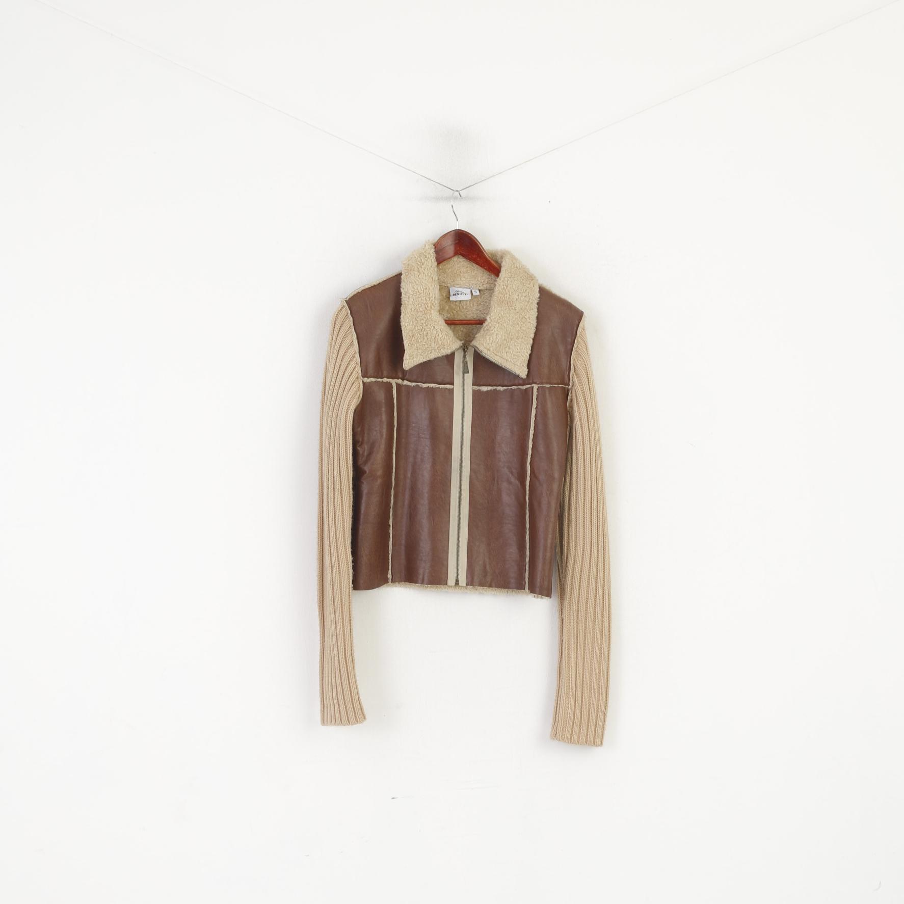 Gina Benotti Women S Jumper Brown Vintage Zip Up Faux Fur Zip Up Cardigan Sweater