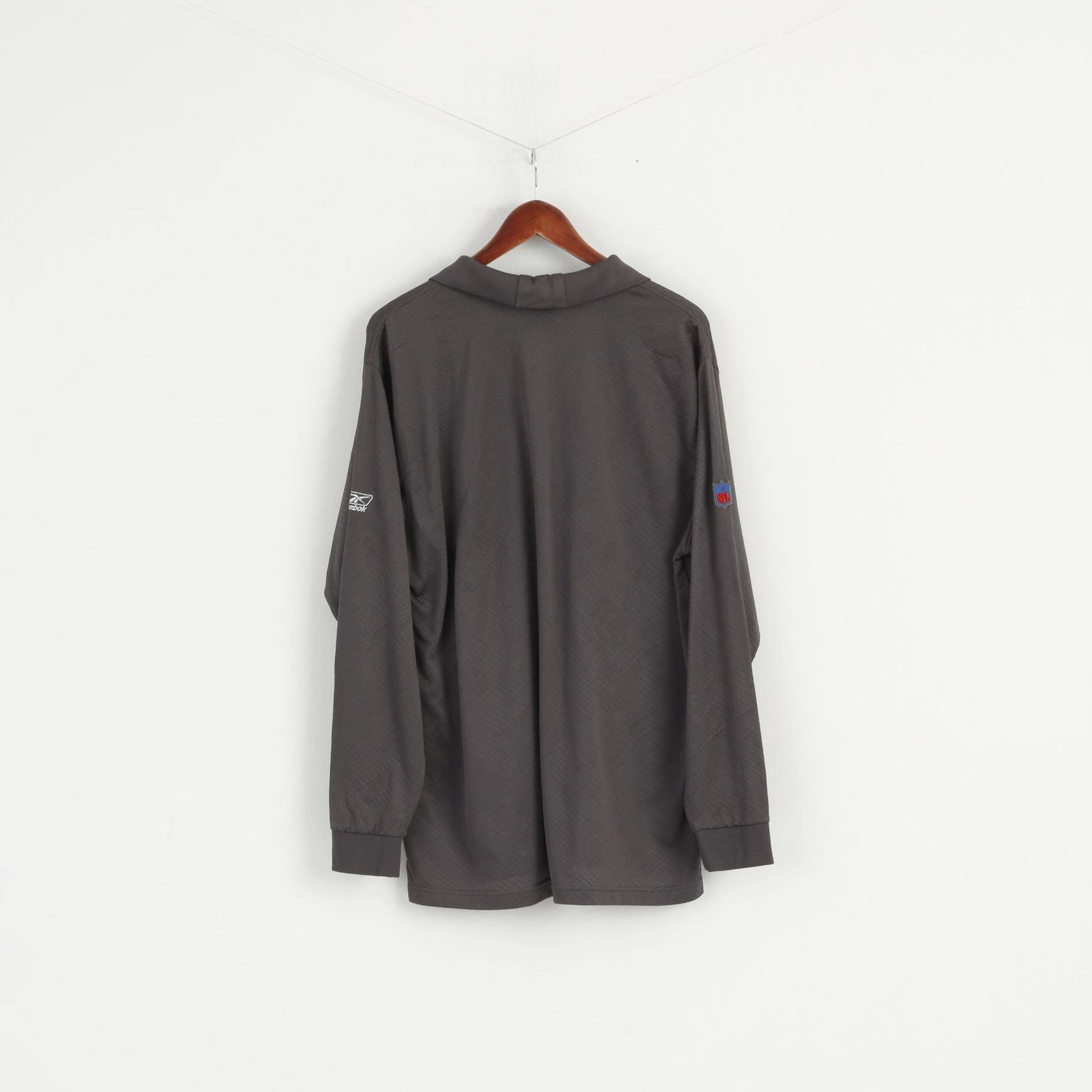 Reebok NFL Men XL Polo Shirt Grey Long Sleeve Houston Texans NFL Top