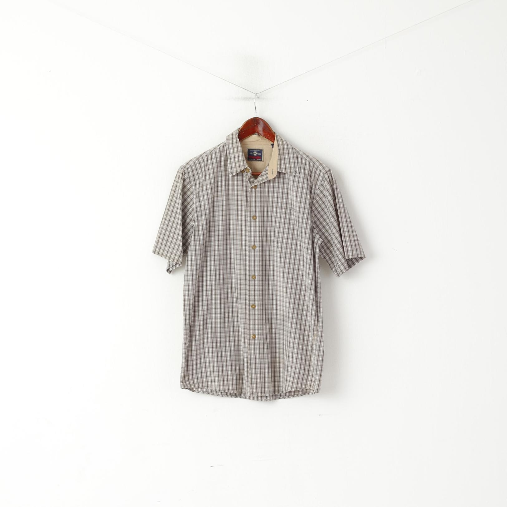 Wrangler Men S Casual Shirt Gray Cotton Vintage Checkered Western Top