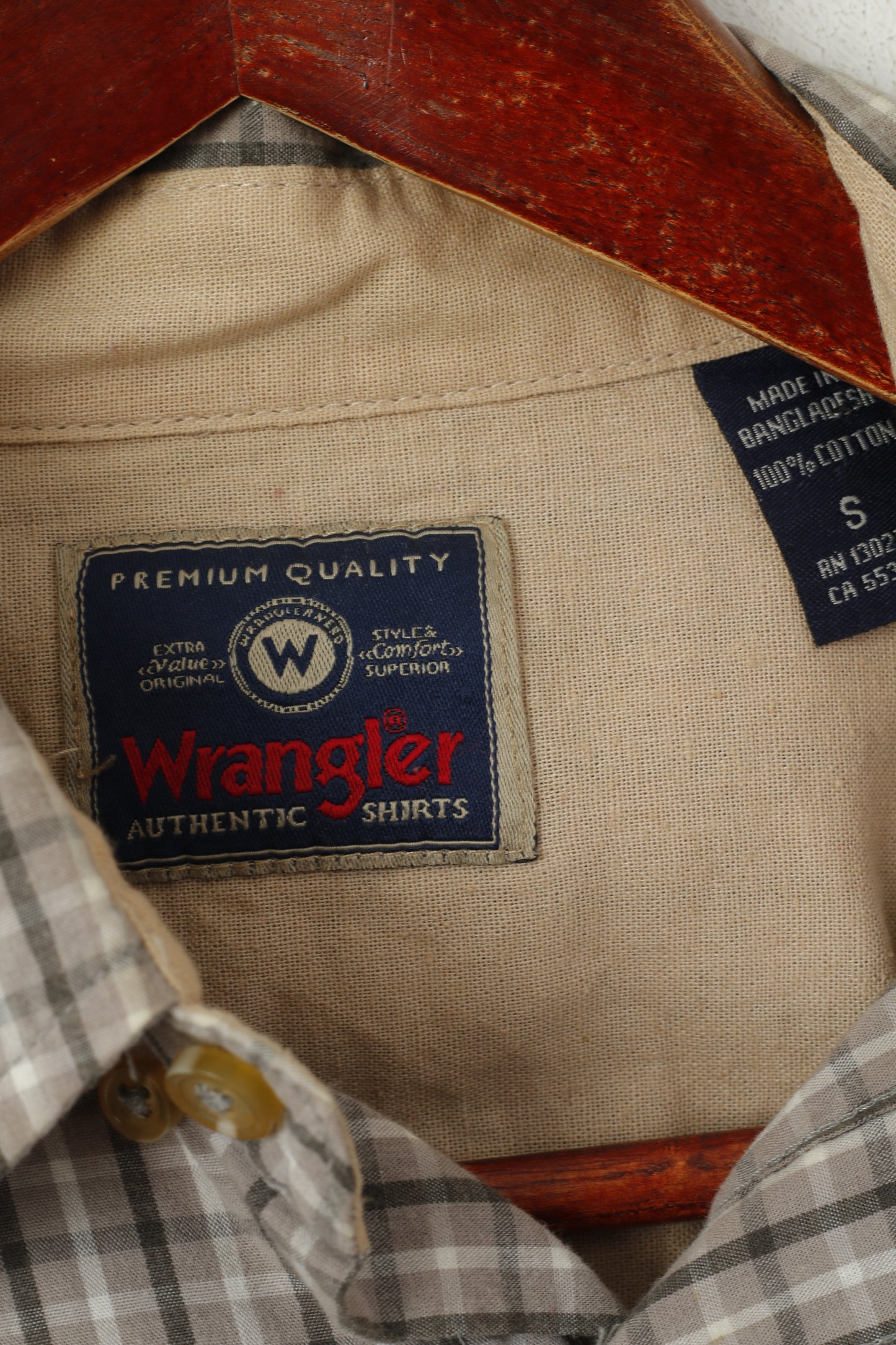 Wrangler Chemise décontractée pour homme en coton gris vintage à carreaux