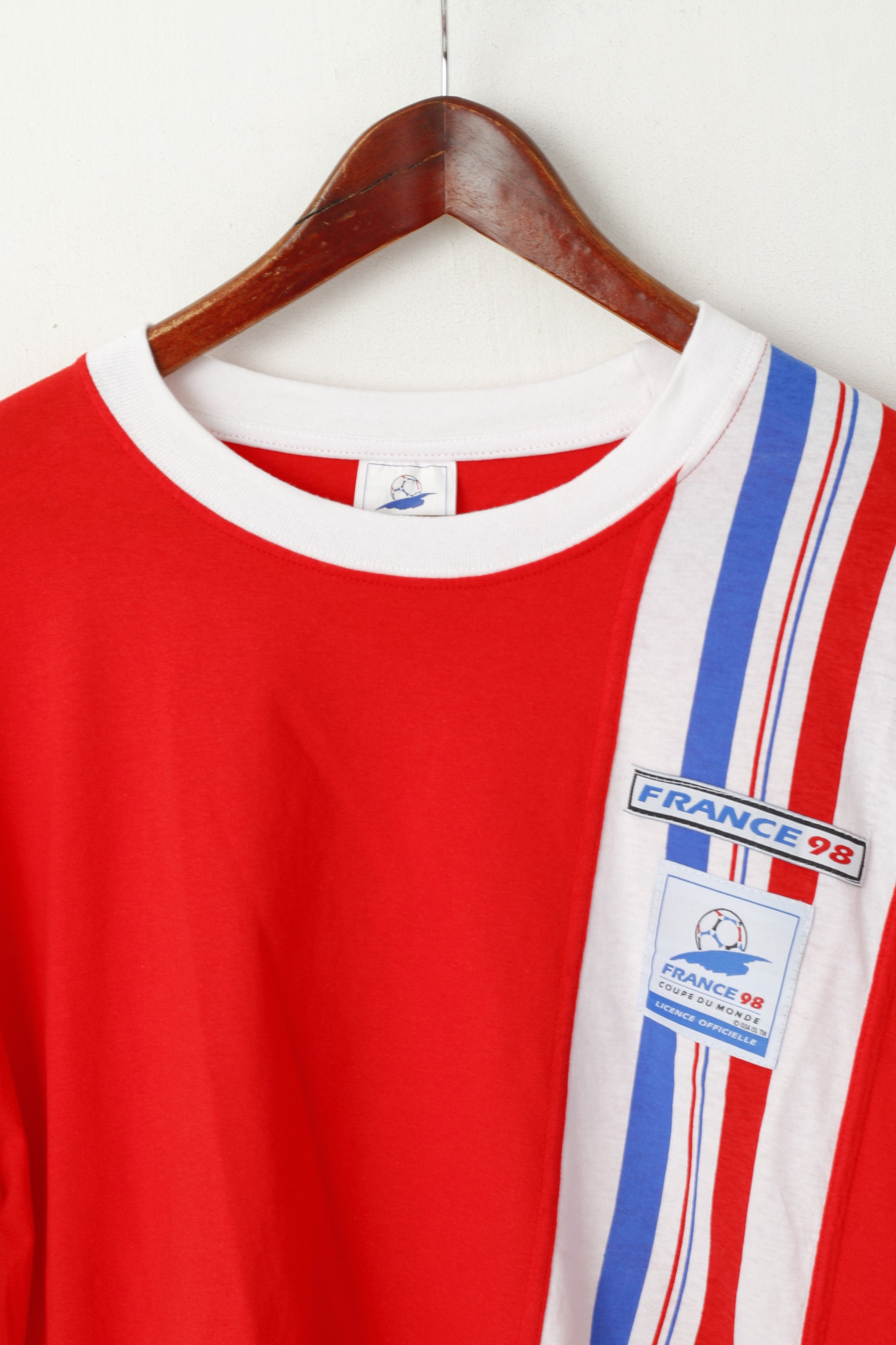 France 98 Men 52 M Shirt Red Cotton Football Coupe Du Monde Retro Top