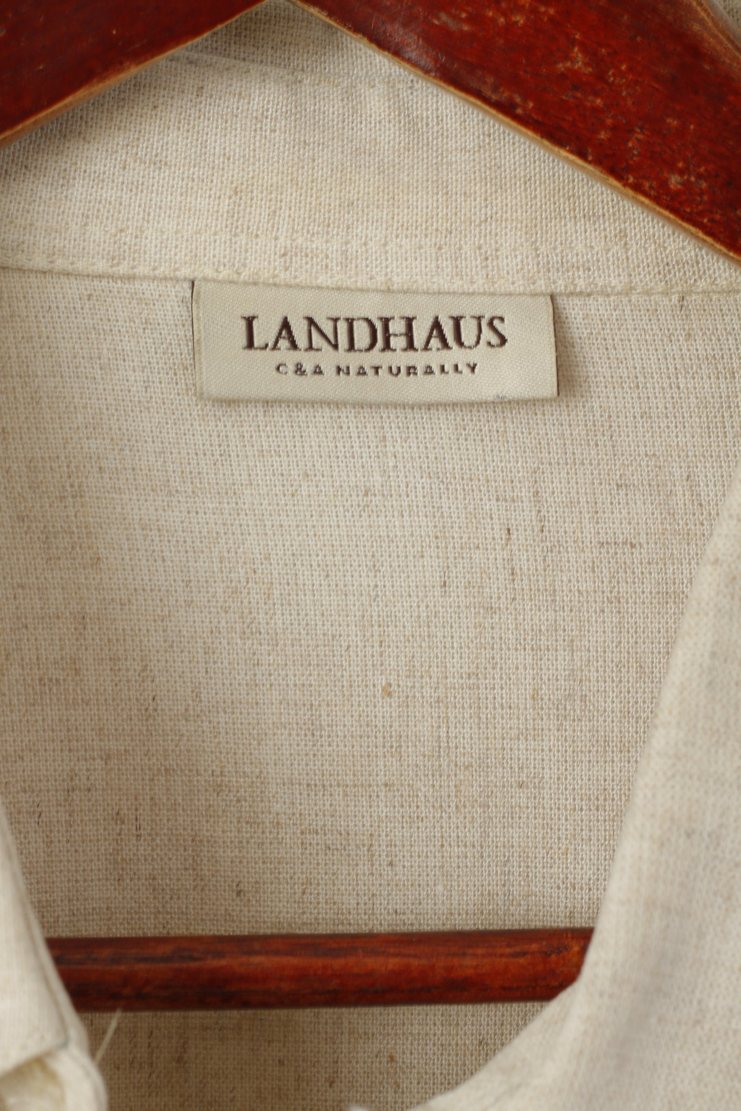 Landhaus C&A Naturally Women 22 48 XXL Casual Shirt Beige Linen Blend Tyrol Top