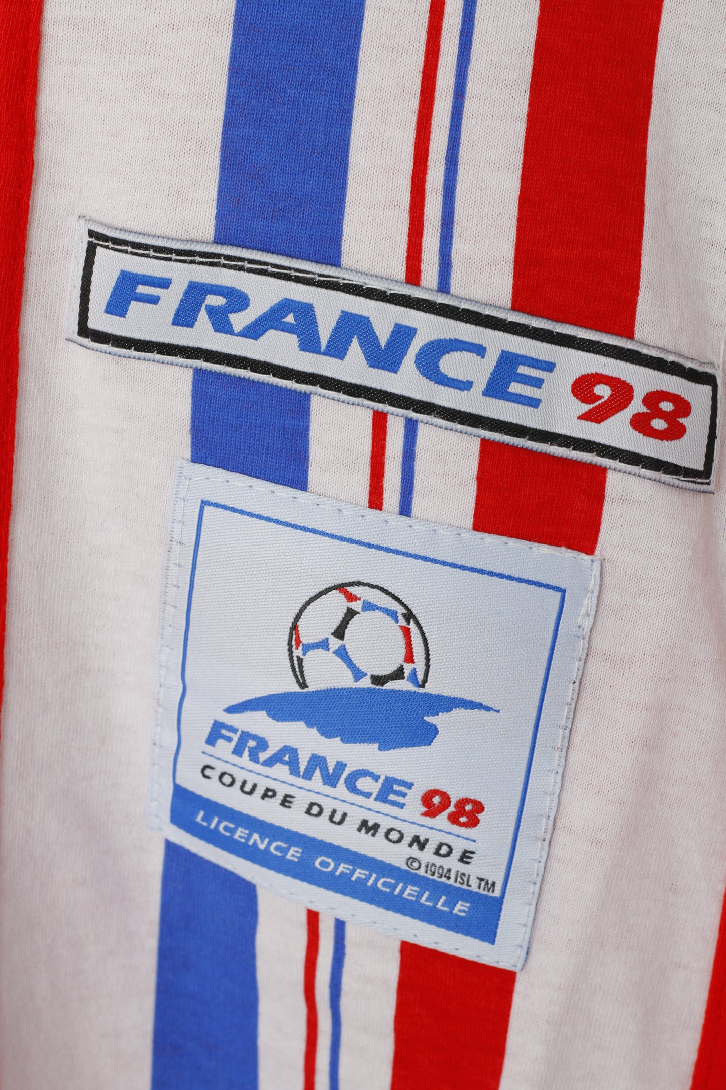 Maglia Francia 98 Uomo 52 M Maglia rossa in cotone da calcio Coupe Du Monde Retro Top