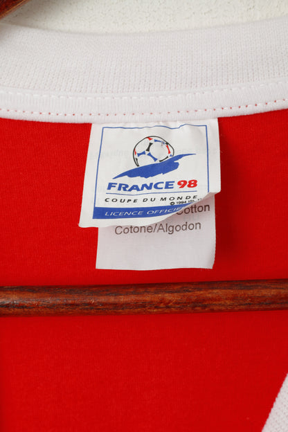 Maglia Francia 98 Uomo 52 M Maglia rossa in cotone da calcio Coupe Du Monde Retro Top