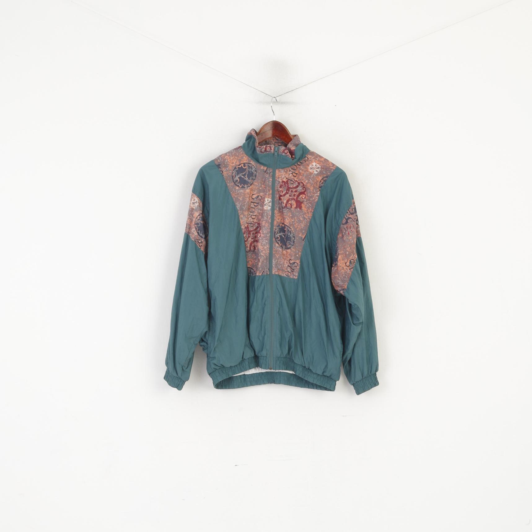 Etirel Hommes M Bomber Veste Vert Vintage Brillant Nylon Festival Full Zip Sport Top