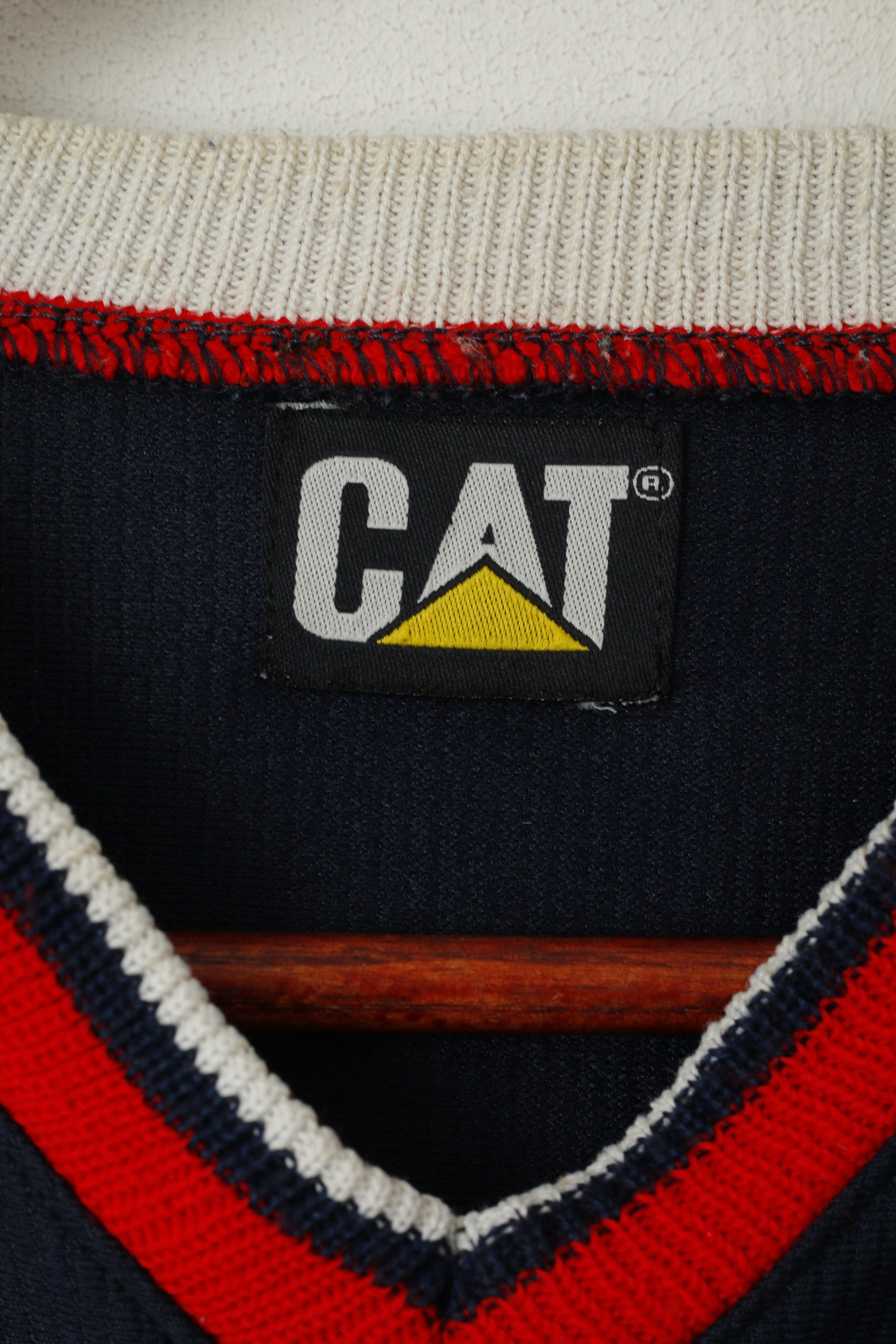 CAT Hommes M Chemise Marine Brillant Rétro Manches Longues Col V Workwear Top