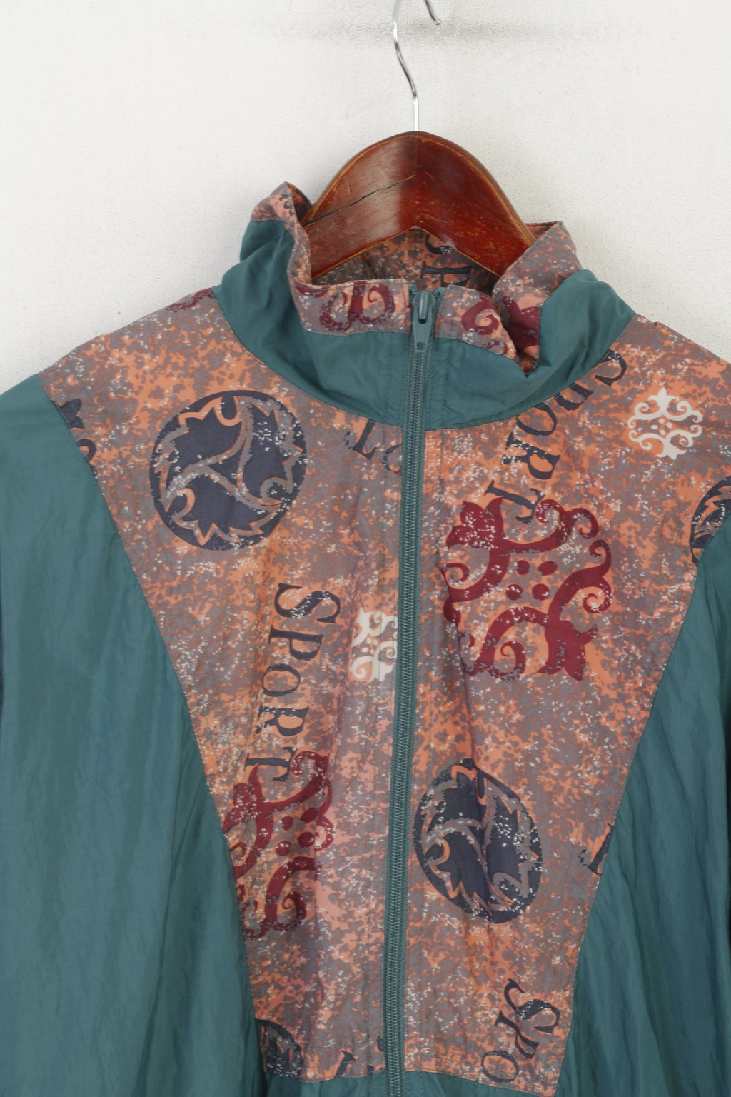 Etirel Hommes M Bomber Veste Vert Vintage Brillant Nylon Festival Full Zip Sport Top