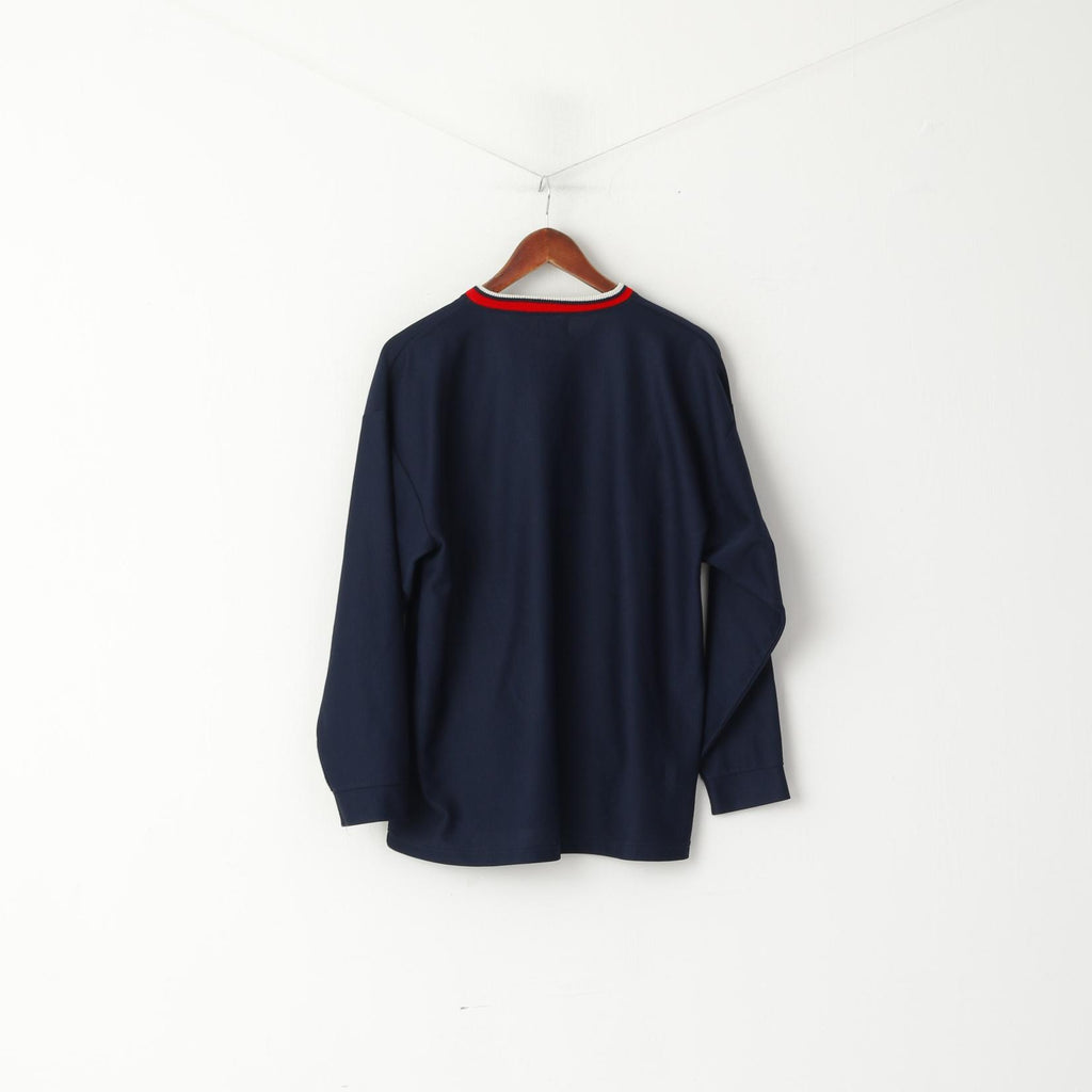 CAT Hommes M Chemise Marine Brillant Rétro Manches Longues Col V Workwear Top