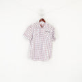 Camp David Men L (M) Casual Shirt Blue Check Vintage Cotton Short SleeveTop