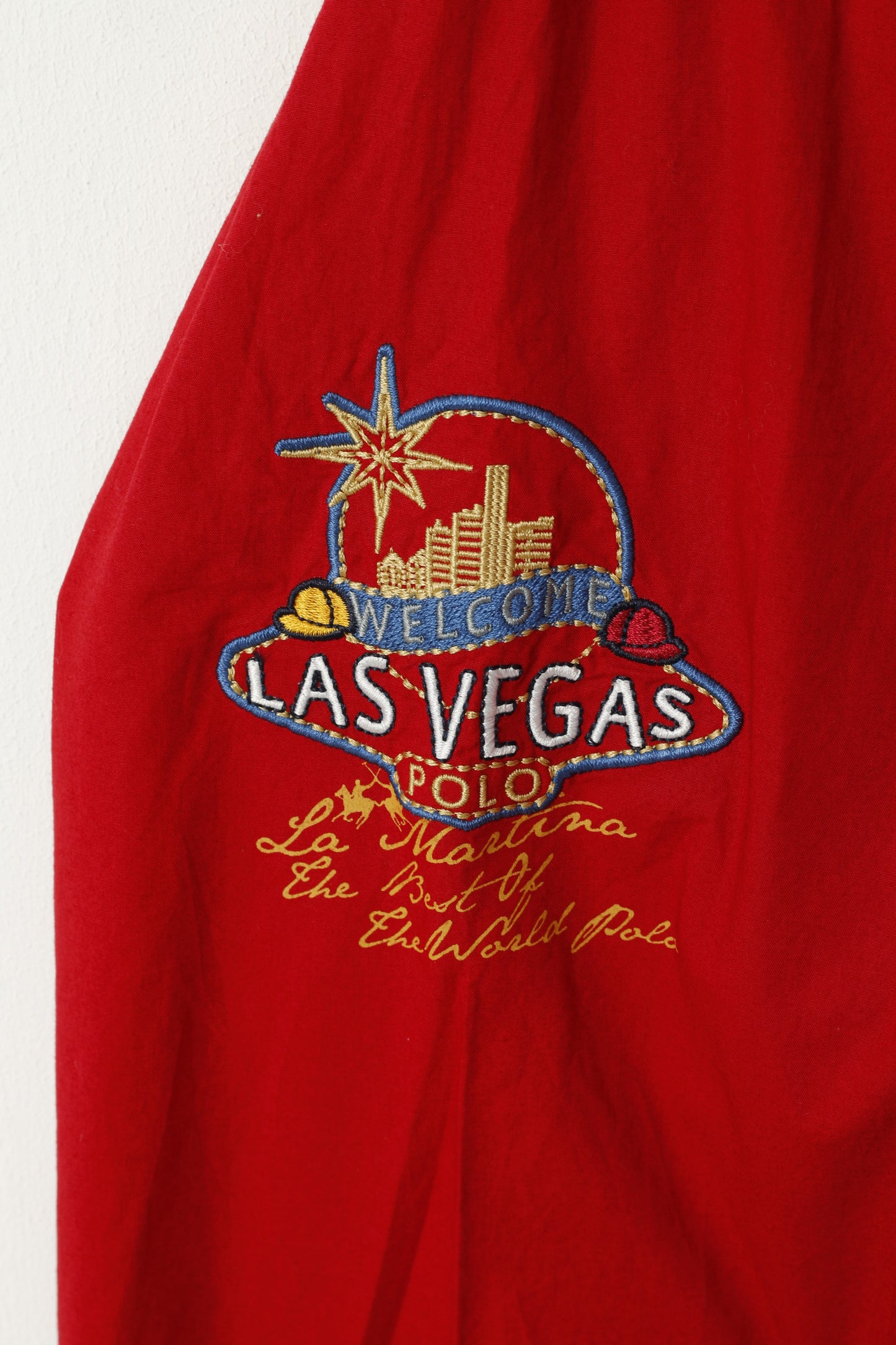 New La Martina Men XXL Casual Shirt Maroon Cotton Las Vegas Poker Polo Long Sleeve Top