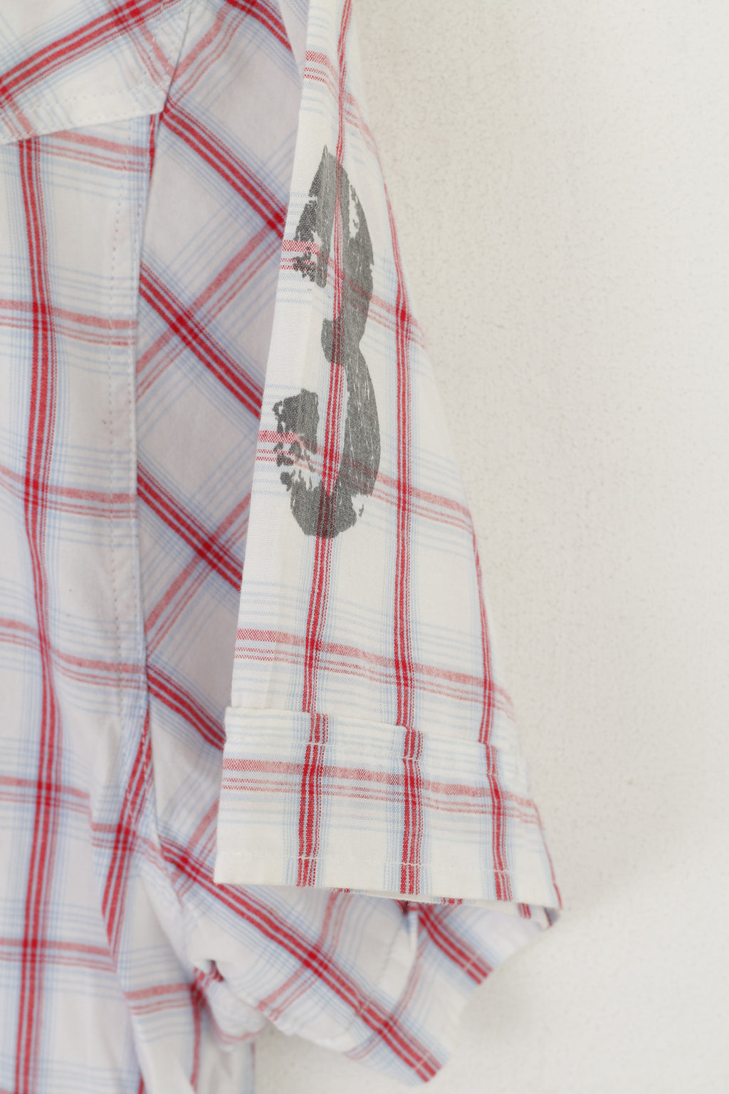 Camp David Men L (M) Casual Shirt Blue Check Vintage Cotton Short SleeveTop