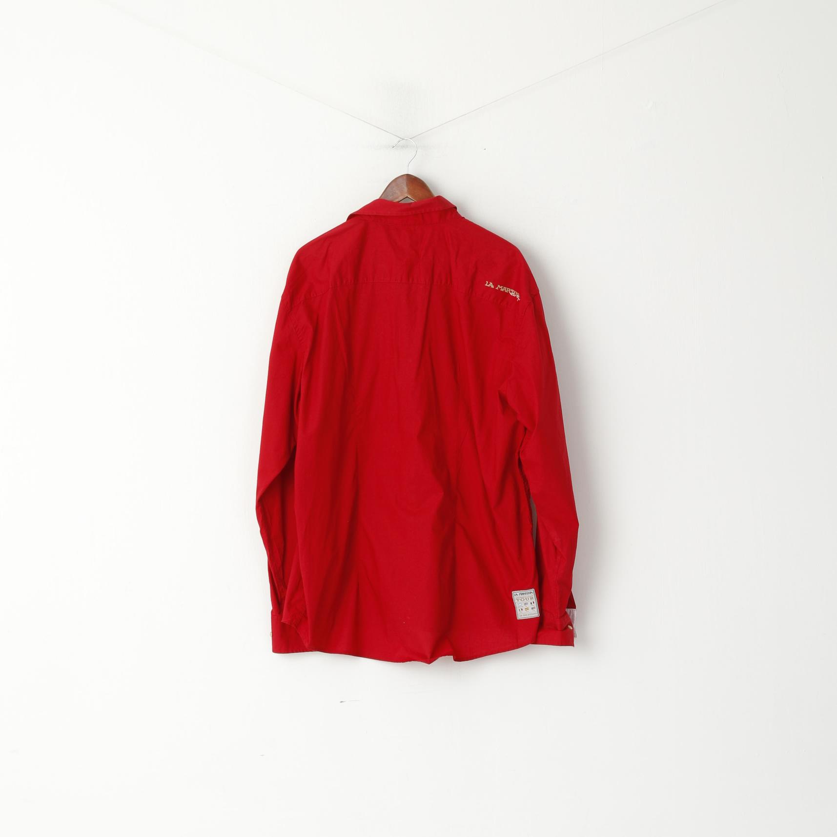 New La Martina Men XXL Casual Shirt Maroon Cotton Las Vegas Poker Polo Long Sleeve Top