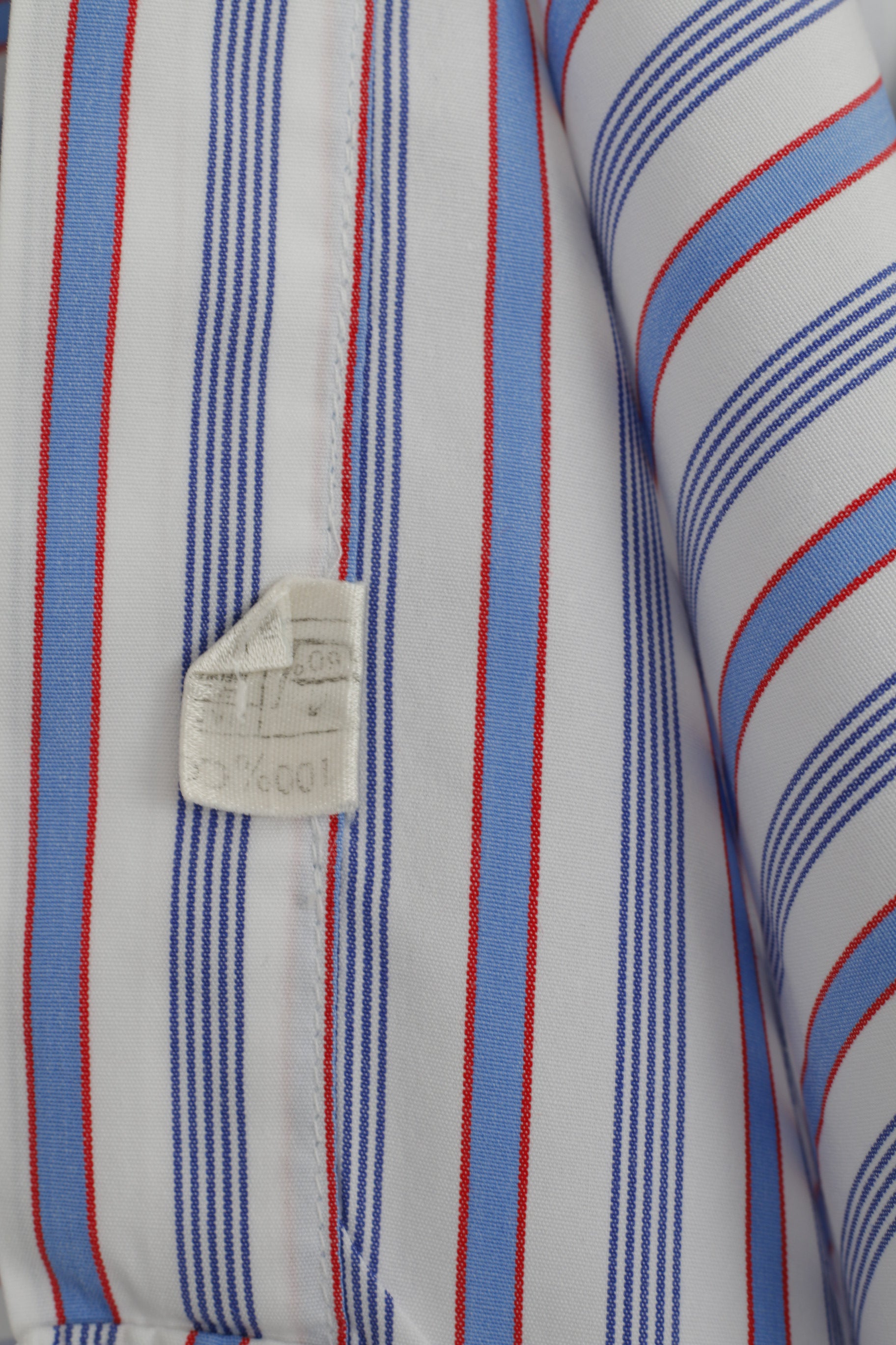 Cunningham Shirtmakers Men 15.5 39 M Casual Shirt White Blue Striped Cotton Top