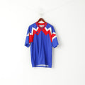 Erima Homme L / XL Chemise Bleu Marine Vintage Col V Sport Football #12 Active Top