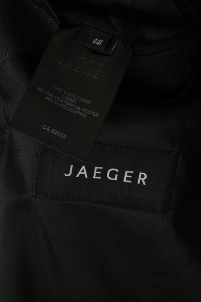 Jaeger Hommes 44 L Blazer Charbon 100% Laine Veste Simple Boutonnage